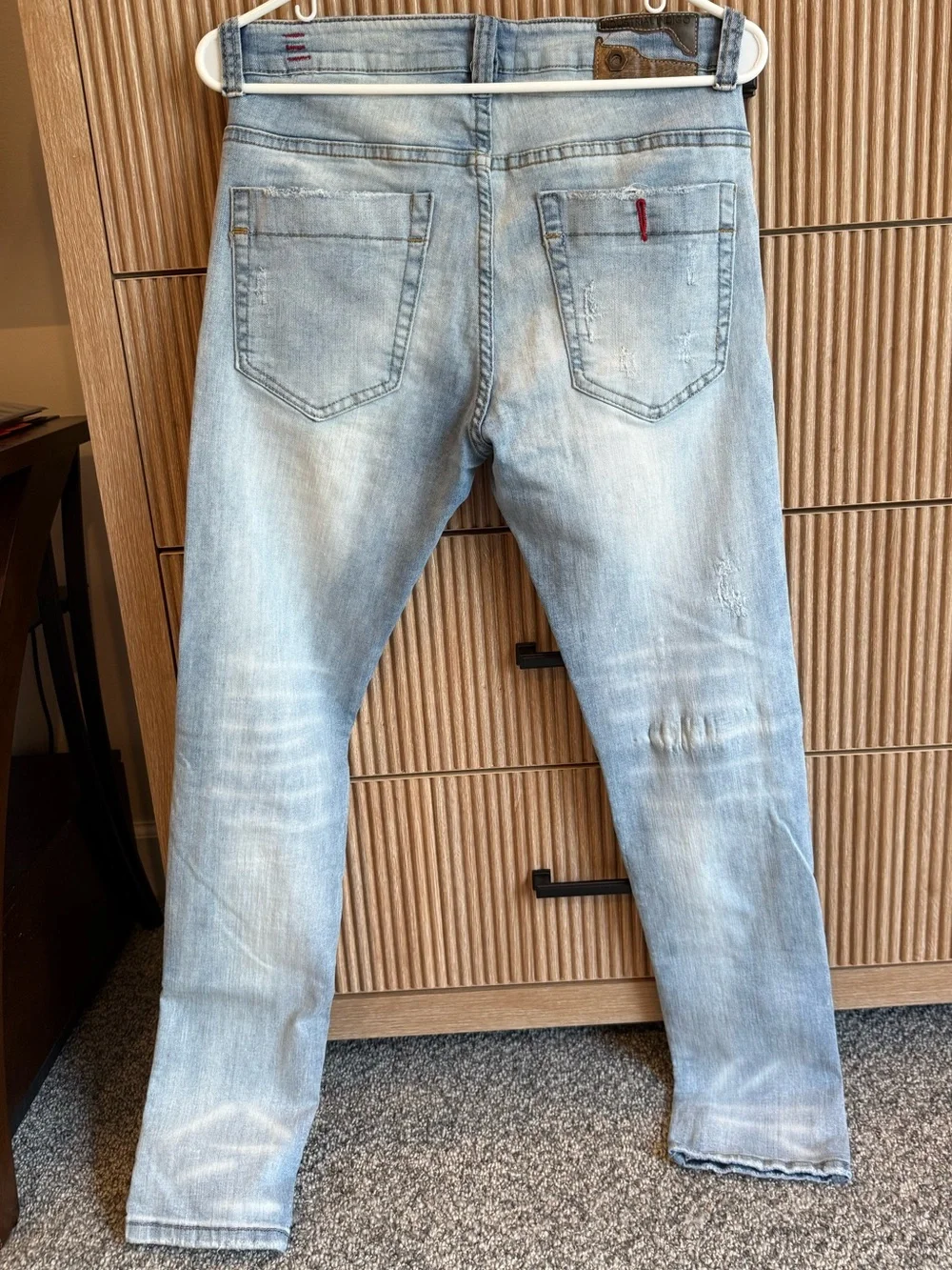 Industrial Indigo Light Wash Distressed Skinny Jeans